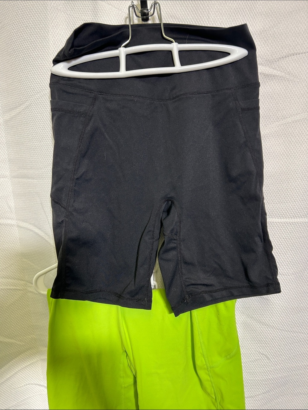 Two pair of Athletic Bike Shorts Sunzel- Solid Black and Lime.